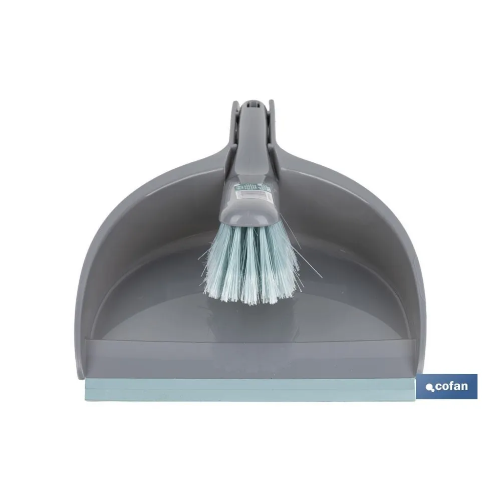 SET DE CEPILLO CON PALA Y BORDE DE GOMA COLOR TURQUESA/GRIS 33 x 23 x 9 CM