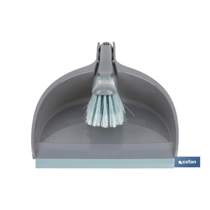 SET DE CEPILLO CON PALA Y BORDE DE GOMA COLOR TURQUESA/GRIS 33 x 23 x 9 CM