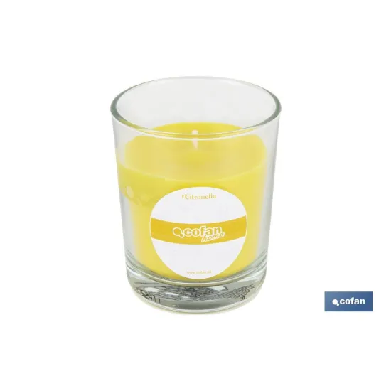 VELA AROMÁTICA DE CITRONELA EN VASO TRANSPARENTE 120 G