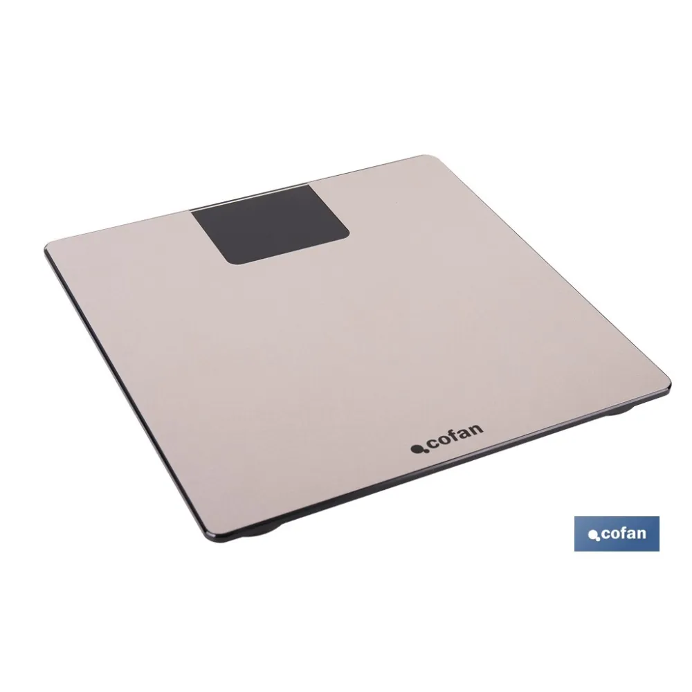 BÁSCULA DE BAÑO DIGITAL DE COLOR PIEDRA CON PANTALLA LED 30 X 30 X 2,2 CM