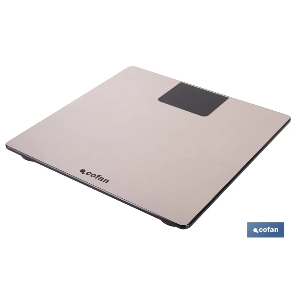 BÁSCULA DE BAÑO DIGITAL DE COLOR PIEDRA CON PANTALLA LED 30 X 30 X 2,2 CM
