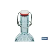 BOTELLA DE VIDRIO TRANSPARENTE AZUL CLARO CON CIERRE DE ESTRIBO 1 L