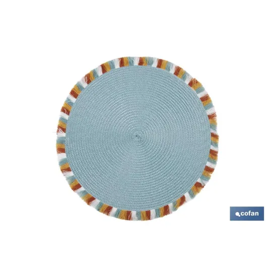 BAJOPLATO REDONDO DE COLOR AZUL MEDIDA 38 CM