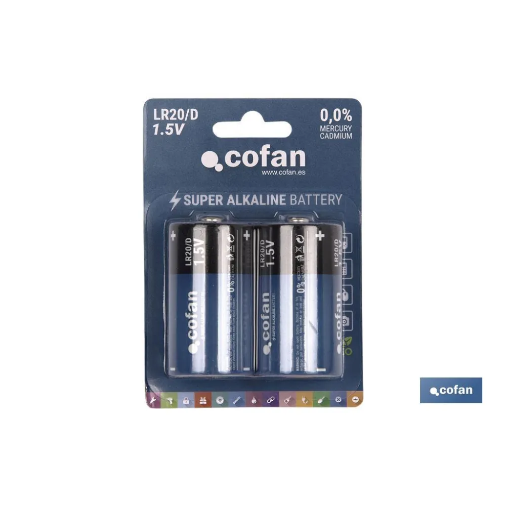 BLÍSTER DE 2 PILAS ALCALINAS LR20/D VENTA UNITARIA