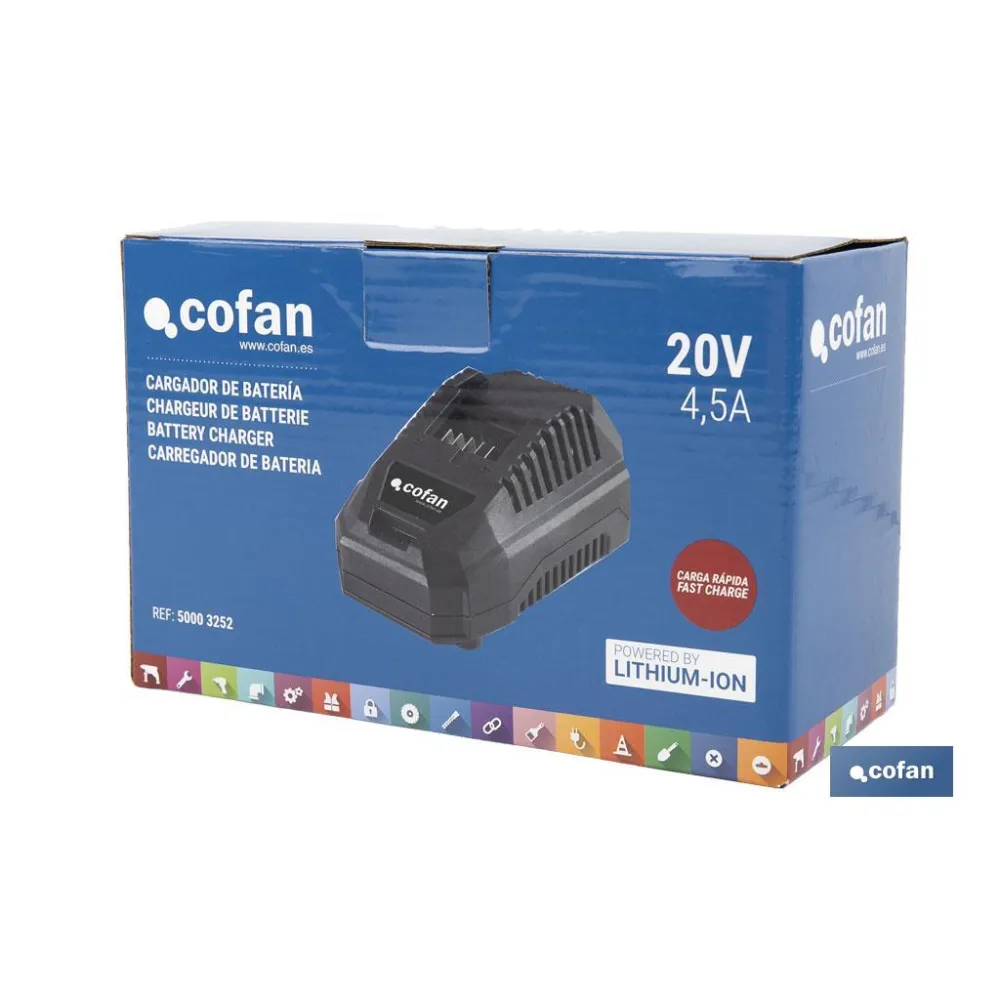 CARGADOR DE BATERÍAS CARGA RÁPIDA 20 V - 4,5 A
