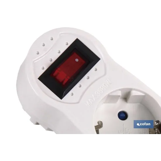 ADAPTADOR 3 VIAS FRONTAL SCHUKO CON INTERRUPTOR (3.500w)