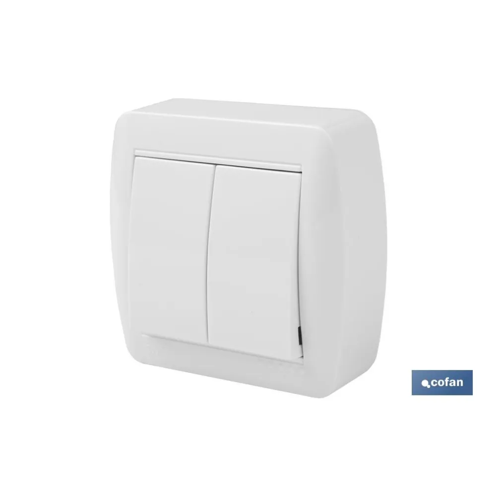 DOBLE INTERRUPTOR SUPERFICIE  MODELO ATLANTIS10A BLANCO