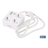REGLETA INTELIGENTE CON 3 TOMAS Y 2 PUERTOS USB Y TIPO C