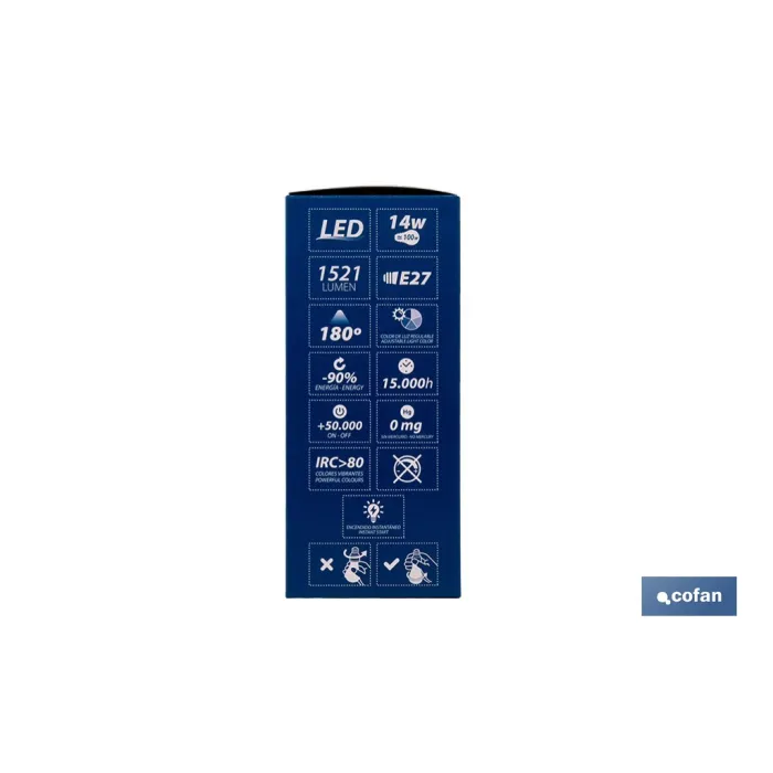 PACK DE 3 BOMBILLAS E27 A60 14W 1521 LM 5CCT