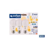 PACK DE 3 BOMBILLAS E27 A60 14W 1521 LM 5CCT