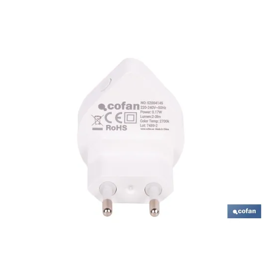 LÁMPARA LED QUITAMIEDOS CON SENSOR 0,17 W IP20 2700 K 55 X 48 X 59 MM