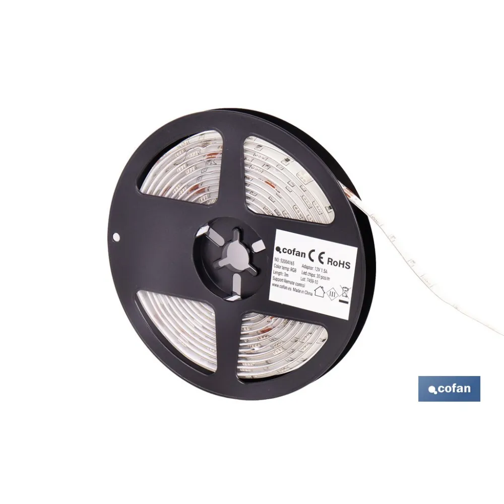 TIRA LED 12 V IP65 CON CONTROL REMOTO 3 M