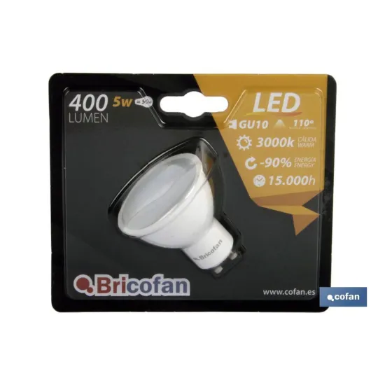 LÁMPARA LED GU-10 5W 110º 400LM 6500K