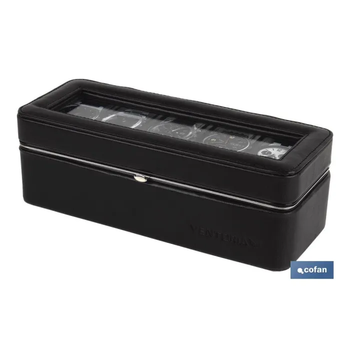 CAJA GUARDA RELOJES 6 UDS PIEL MARRÓN
