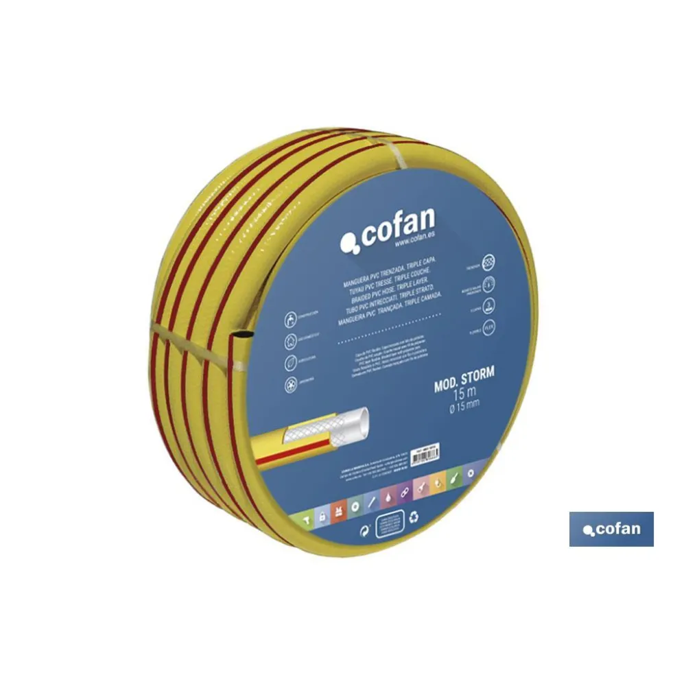 MANGUERA PVC MODELO STORM 3C TRENZADA Ø19X50 m