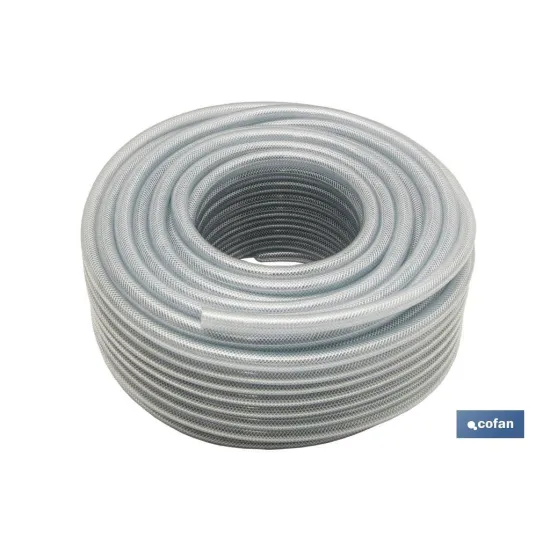 MANGUERA PVC CRISTAL C/REFUERZO 15x21mm/50m