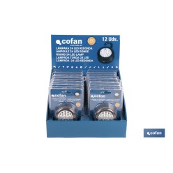 EXPOSITOR 12 UDS LINTERNA 24 LED IMAN/GANCHO