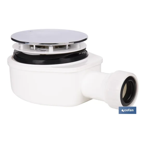 VÁLVULA SIFÓNICA DUCHA EXTRAPLANA CON SALIDA Ø32-40 MM Ø143 MM CON EMBELLECEDOR