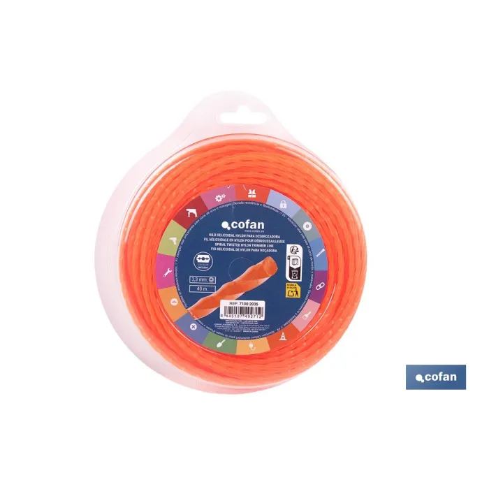 HILO HELICOIDAL DE NYLON PARA DESBROZADORA 40 M X 3,3 MM