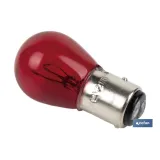 LÁMPARA COFAN 2 POLOS ROJA CENTRADA P21/5W (BAY15d) 12V venta unitaria