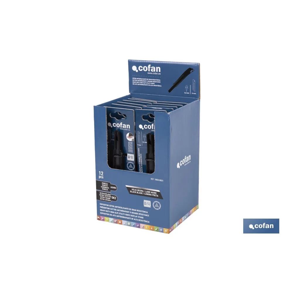 EXPOSITOR DE CÚTER ANTIDESLIZANTE HEAVY DUTY 9 MM 12 UDS.