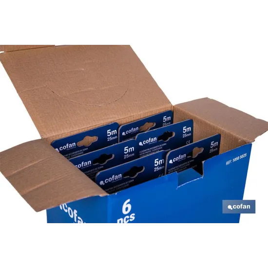 EXPOSITOR DE FLEXÓMETROS CON PROTECCIÓN DE GOMA 25 MM X 5 M 6 UDS.