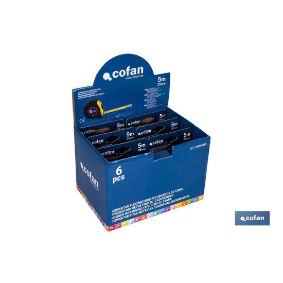 EXPOSITOR DE FLEXÓMETROS CON PROTECCIÓN DE GOMA 25 MM X 5 M 6 UDS.