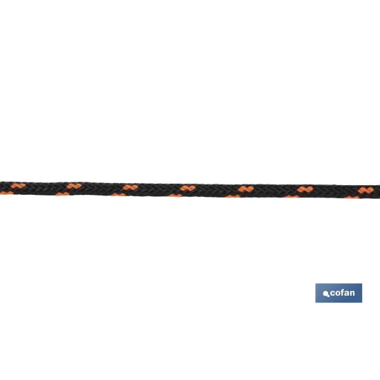 CORDÓN TRENZADO HIPPIE NEGRO/NARANJA 3 MM X 100 M
