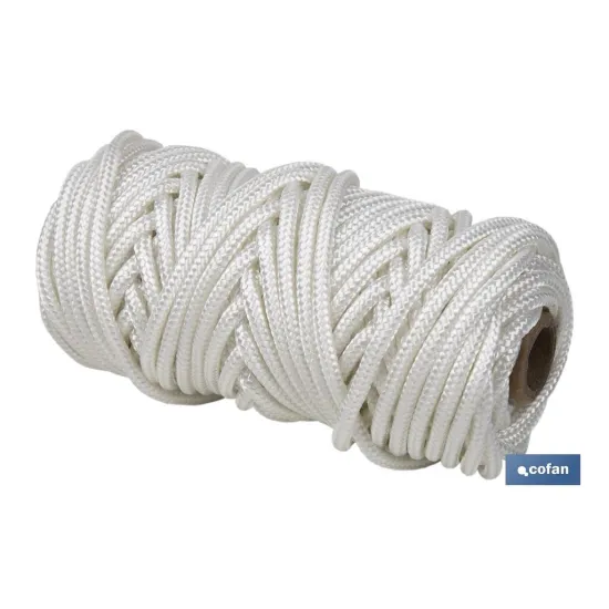 BOBINA CORDÓN POLIÉSTER REFORZADO 5 MM 25 M BLANCO
