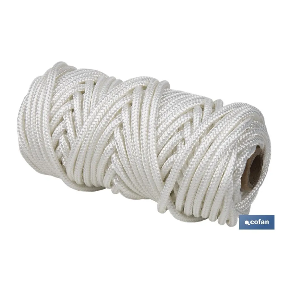 BOBINA CORDÓN POLIÉSTER REFORZADO 5 MM 25 M BLANCO