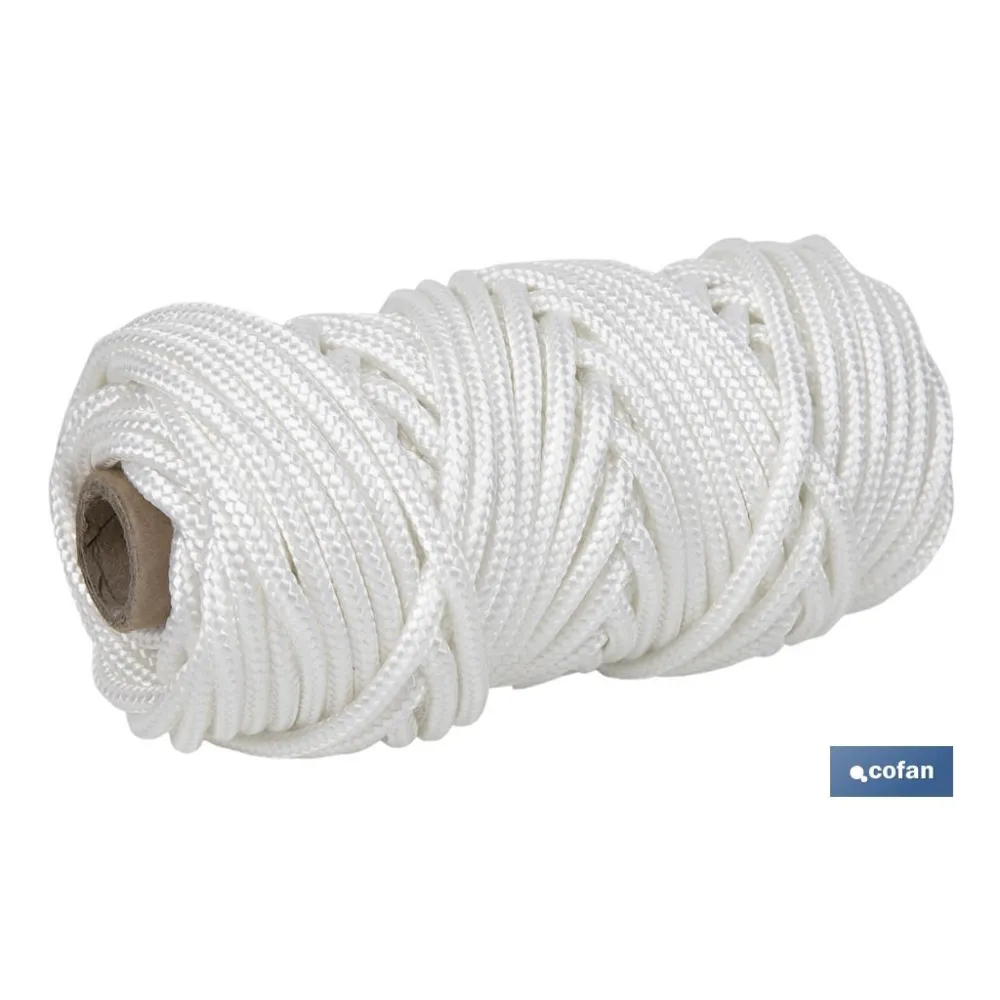 BOBINA CORDÓN POLIÉSTER REFORZADO 5 MM 25 M BLANCO