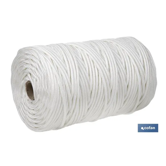 ROLLO GRANDE CORDÓN POLIÉSTER REFORZADO 5 MM 200 M BLANCO