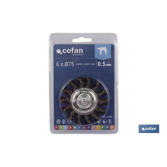 CEPILLO CIRCULAR TRENZADO 6xØ75 ACERO 0,5mm
