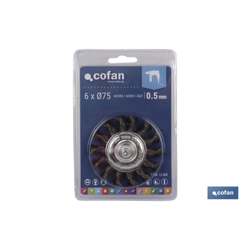 CEPILLO CIRCULAR TRENZADO 6xØ75 ACERO 0,5mm
