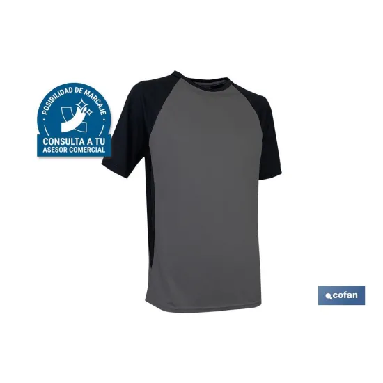 CAMISETA TRANSPIRABLE MODELO PILOTE GRIS-NEGRA 160 g/m2 TALLA-L