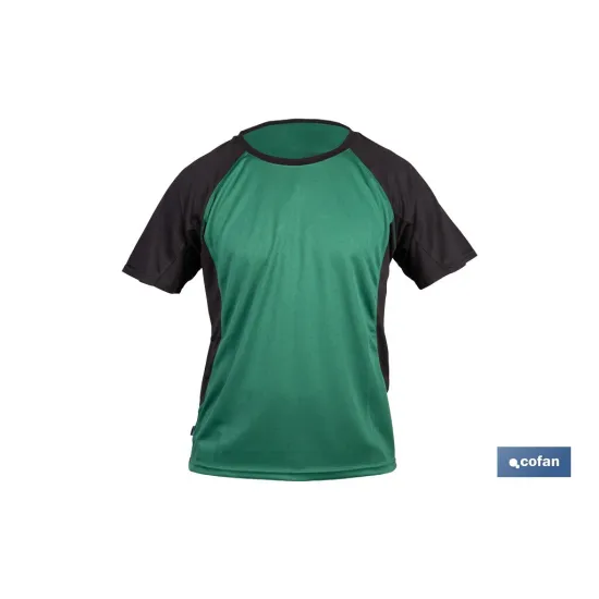 CAMISETA TRANSPIRABLE MODELO PILOTE VERDE-NEGRA 160 g/m2 TALLA-S