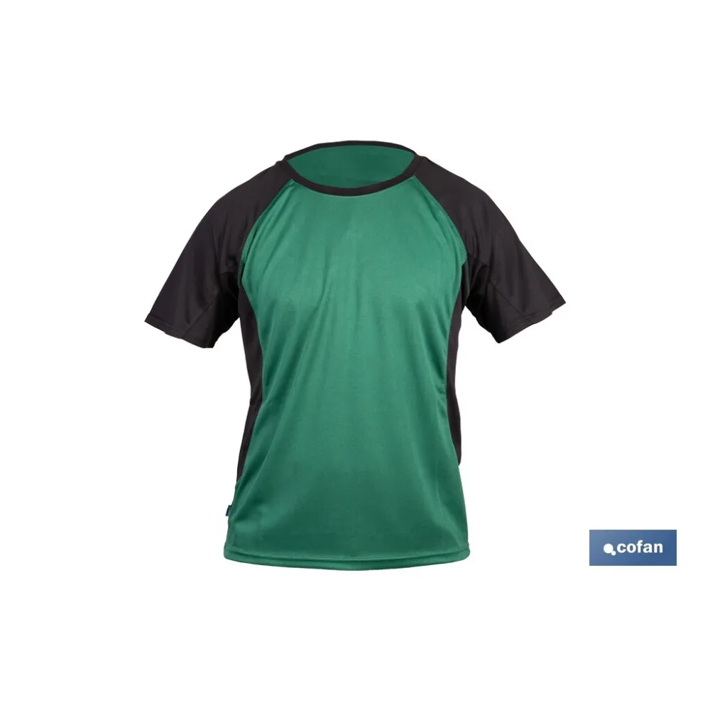 CAMISETA TRANSPIRABLE MODELO PILOTE VERDE-NEGRA 160 g/m2 TALLA-S