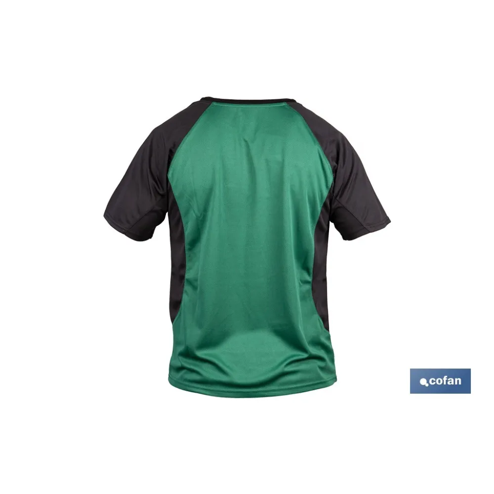 CAMISETA TRANSPIRABLE MODELO PILOTE VERDE-NEGRA 160 g/m2 TALLA-S
