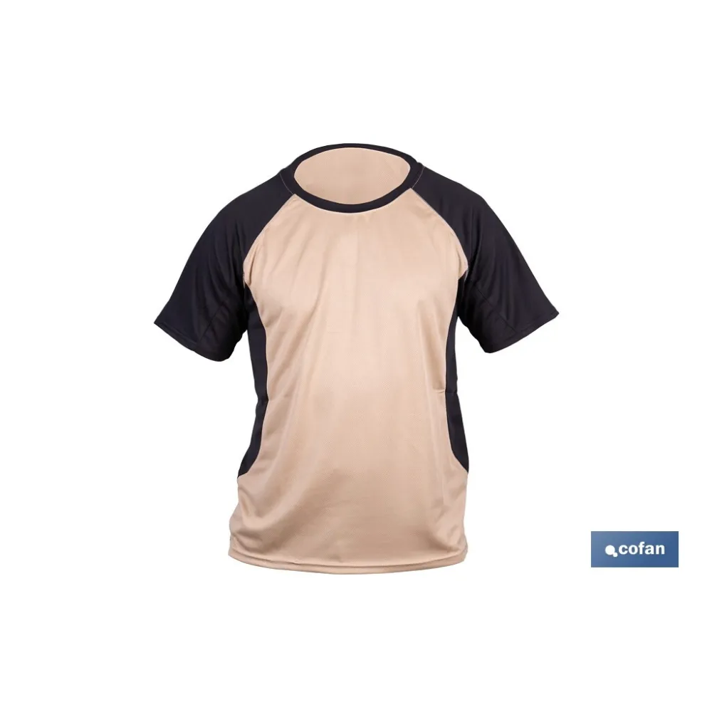 CAMISETA TRANSPIRABLE MODELO PILOTE BEIGE-NEGRA 160 g/m2 TALLA-S
