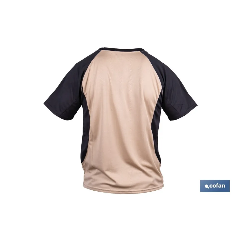 CAMISETA TRANSPIRABLE MODELO PILOTE BEIGE-NEGRA 160 g/m2 TALLA-S