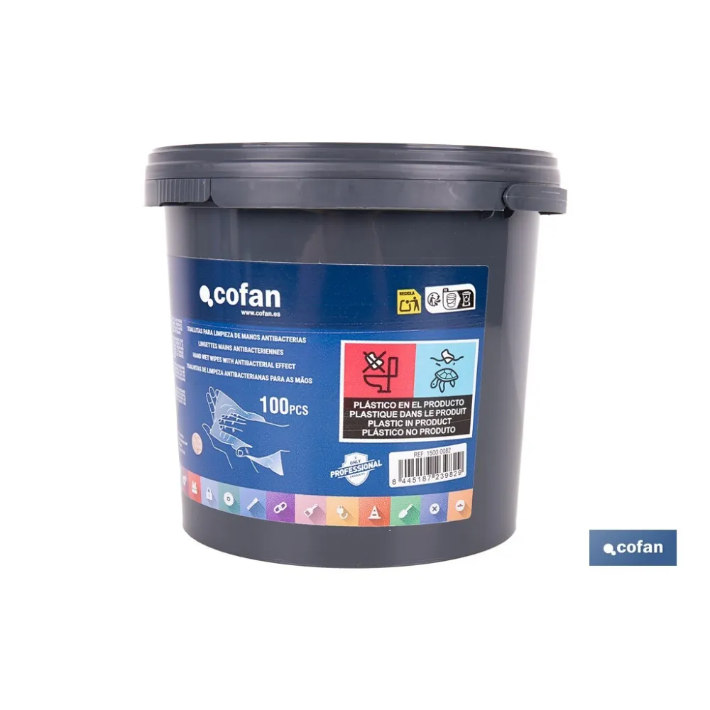 TOALLITAS PARA LIMPIEZA DE MANOS ANTIBACTERIAS 100 UDS
