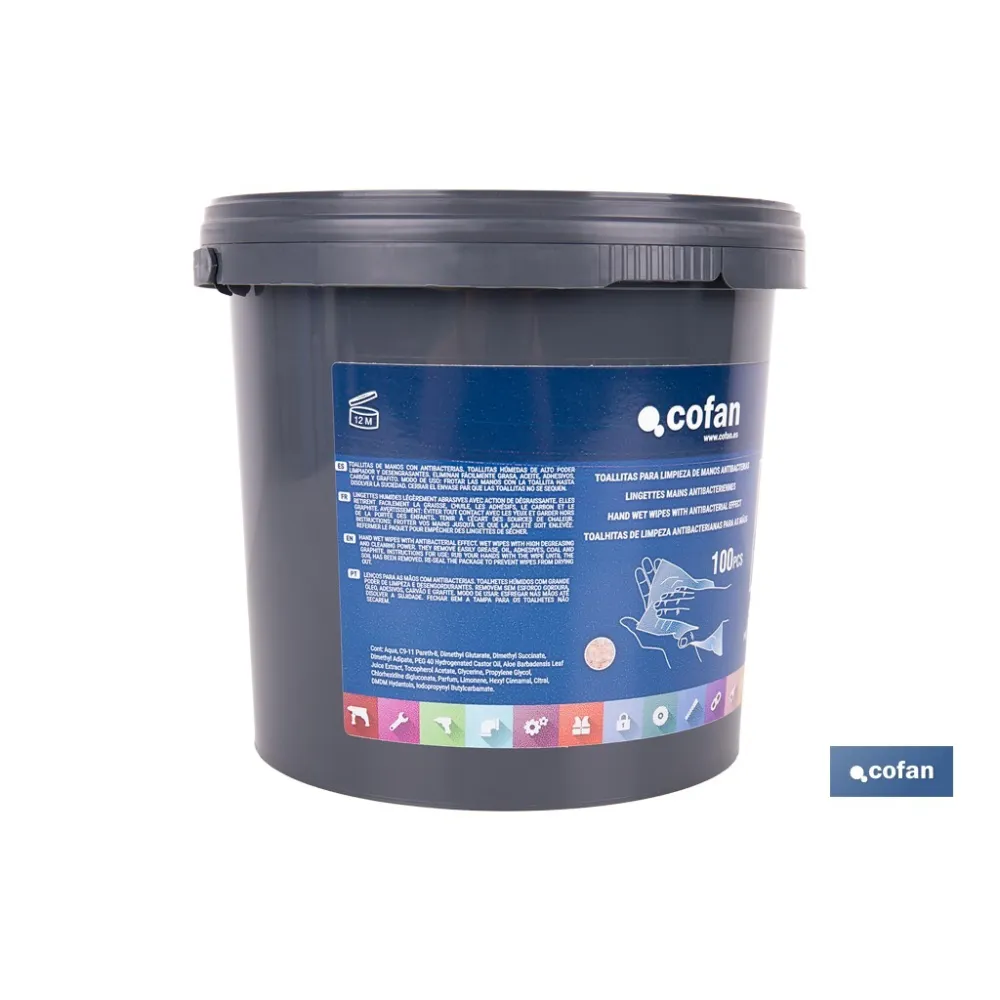 TOALLITAS PARA LIMPIEZA DE MANOS ANTIBACTERIAS 100 UDS
