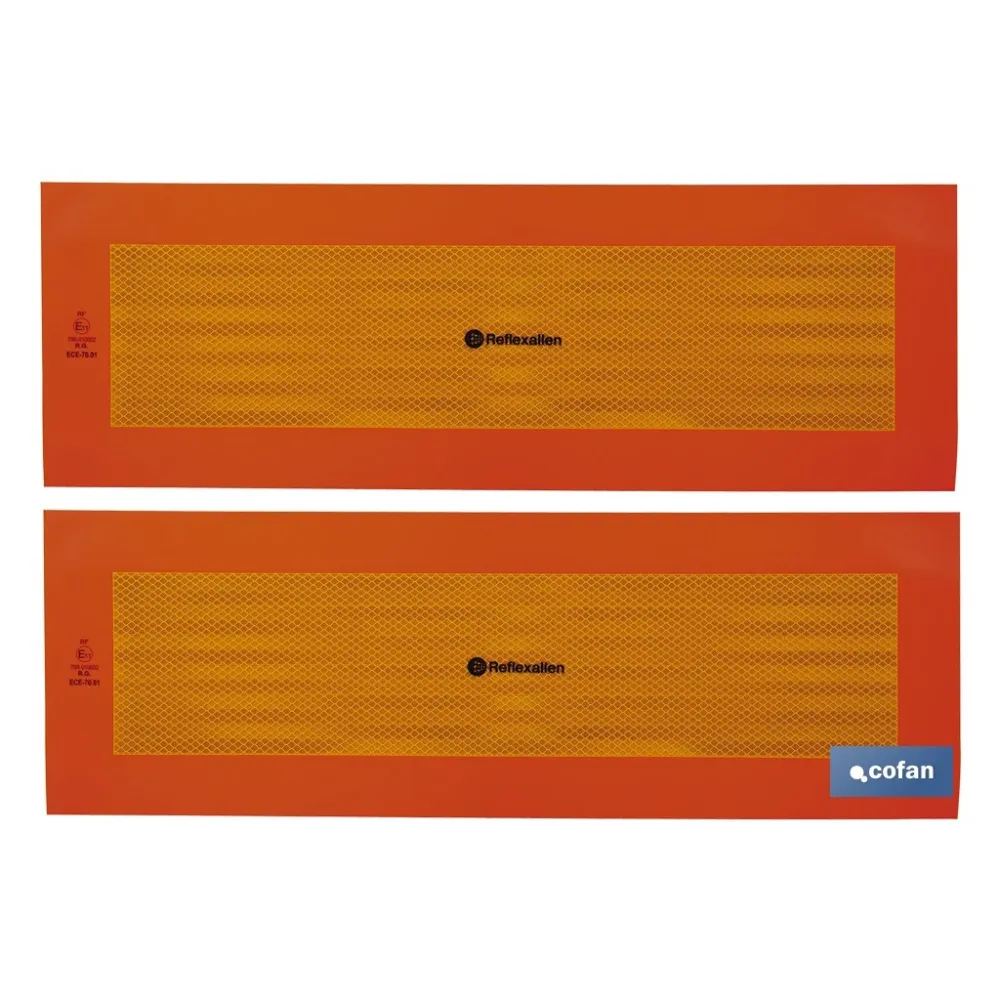 PACK DE 2 UDS. PLACA ADHESIVA V-6 PARA VEHÍCULO LARGO 565 X 195 MM