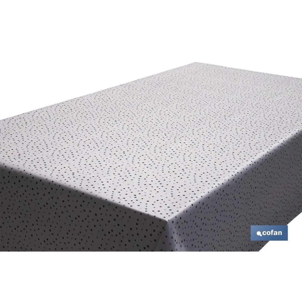ROLLO MANTEL ANTIMANCHAS 1,40 x 25m 50% ALG/50% PVC.PUNTOS