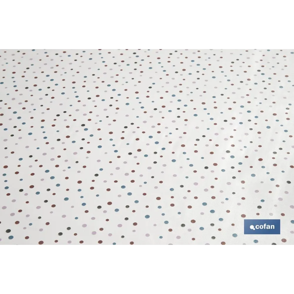 ROLLO MANTEL ANTIMANCHAS 1,40 x 25m 50% ALG/50% PVC.PUNTOS