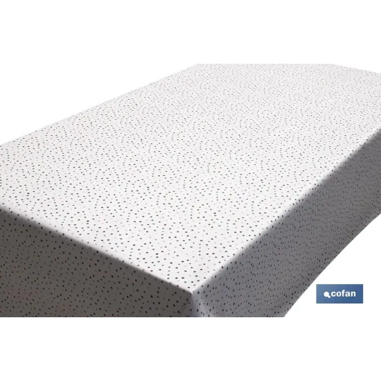 ROLLO MANTEL ANTIMANCHAS 1,40 x 25m 50% ALG/50% PVC.PUNTOS