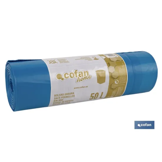 BOLSA DE BASURA  AUTOCIERRE PERFUMADA  70 x70 CM G.120 COLOR AZUL10 UDS 50l