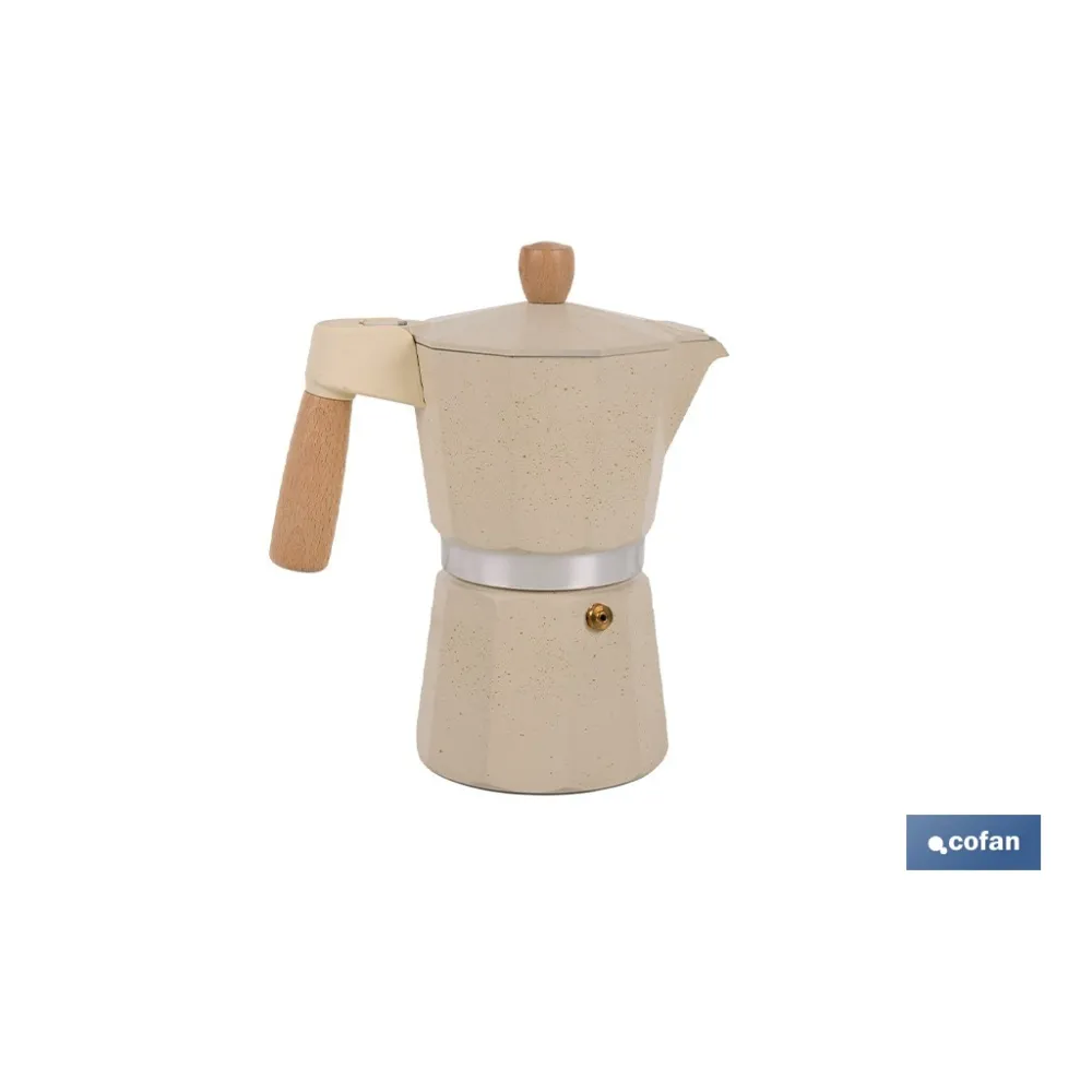 CAFETERA ITALIANA DE INDUCCIÓN BEIGE CON GRANITO 6 TAZAS