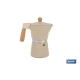 CAFETERA ITALIANA DE INDUCCIÓN BEIGE CON GRANITO 6 TAZAS