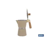CAFETERA ITALIANA DE INDUCCIÓN BEIGE CON GRANITO 6 TAZAS
